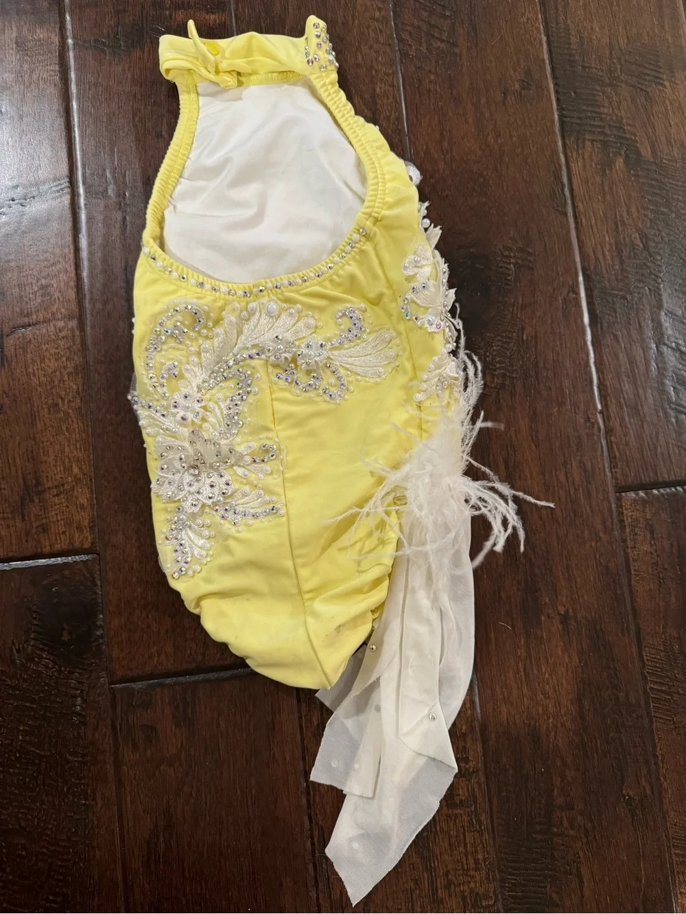 Yellow Embellished Girls' Dance Lyrical Costume Leotard - XS Child